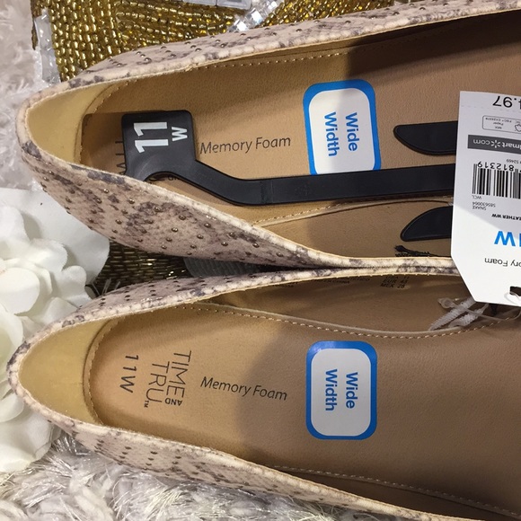 🆕NWT Time & Tru Snake Print Memory Foam Flats - Picture 5 of 11